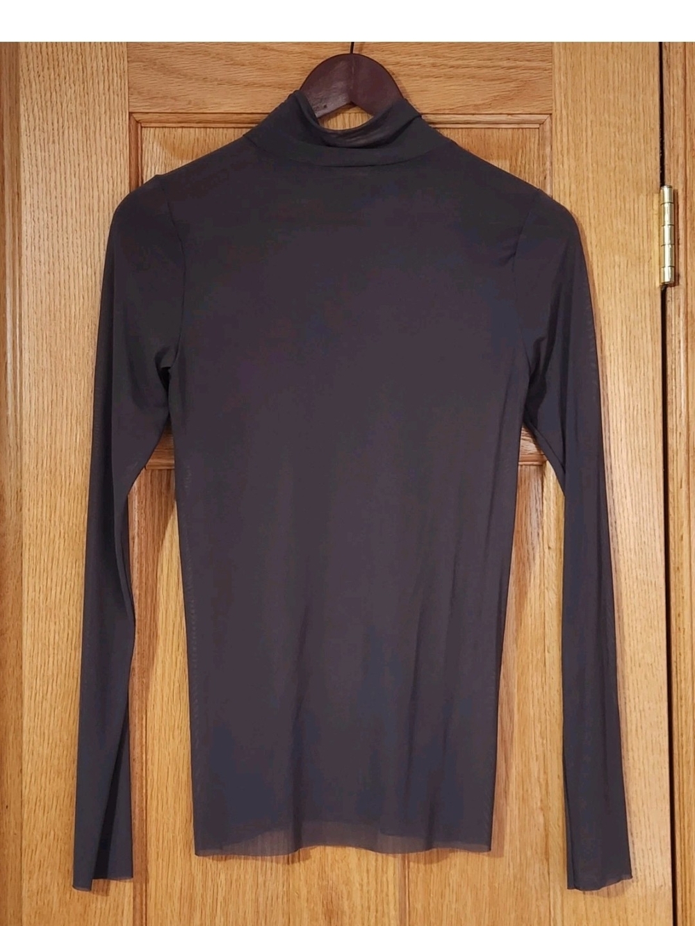 Aritzia Wilfred Free Long Sleeve Mock Neck Top Women Gray Sz M Sheer Minimalist